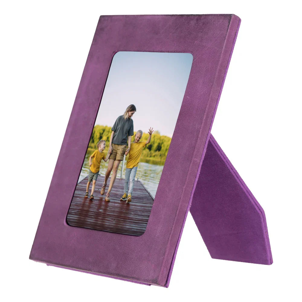 Leather Photo Frame in Mulberry