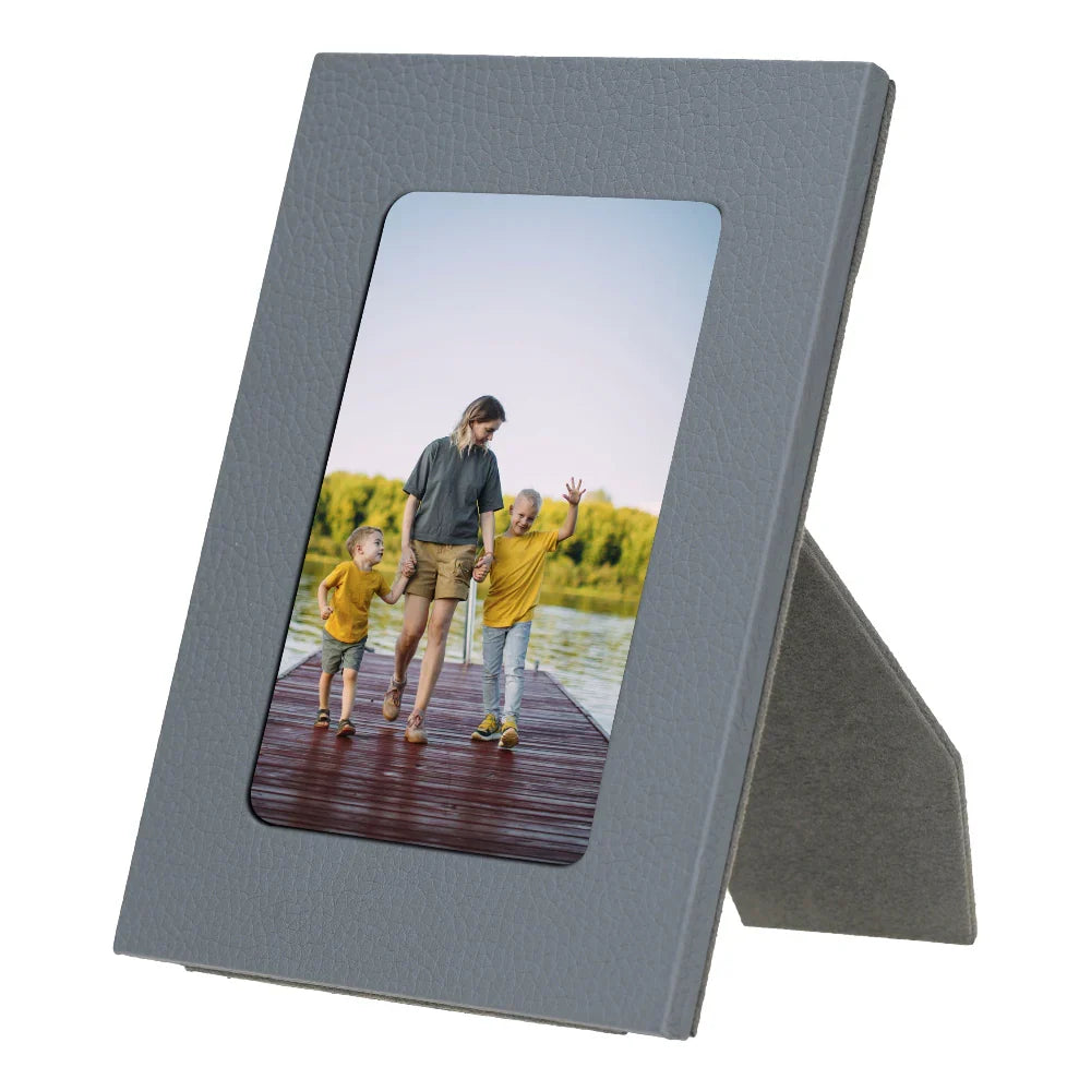 Leather Photo Frame in Storm Grey