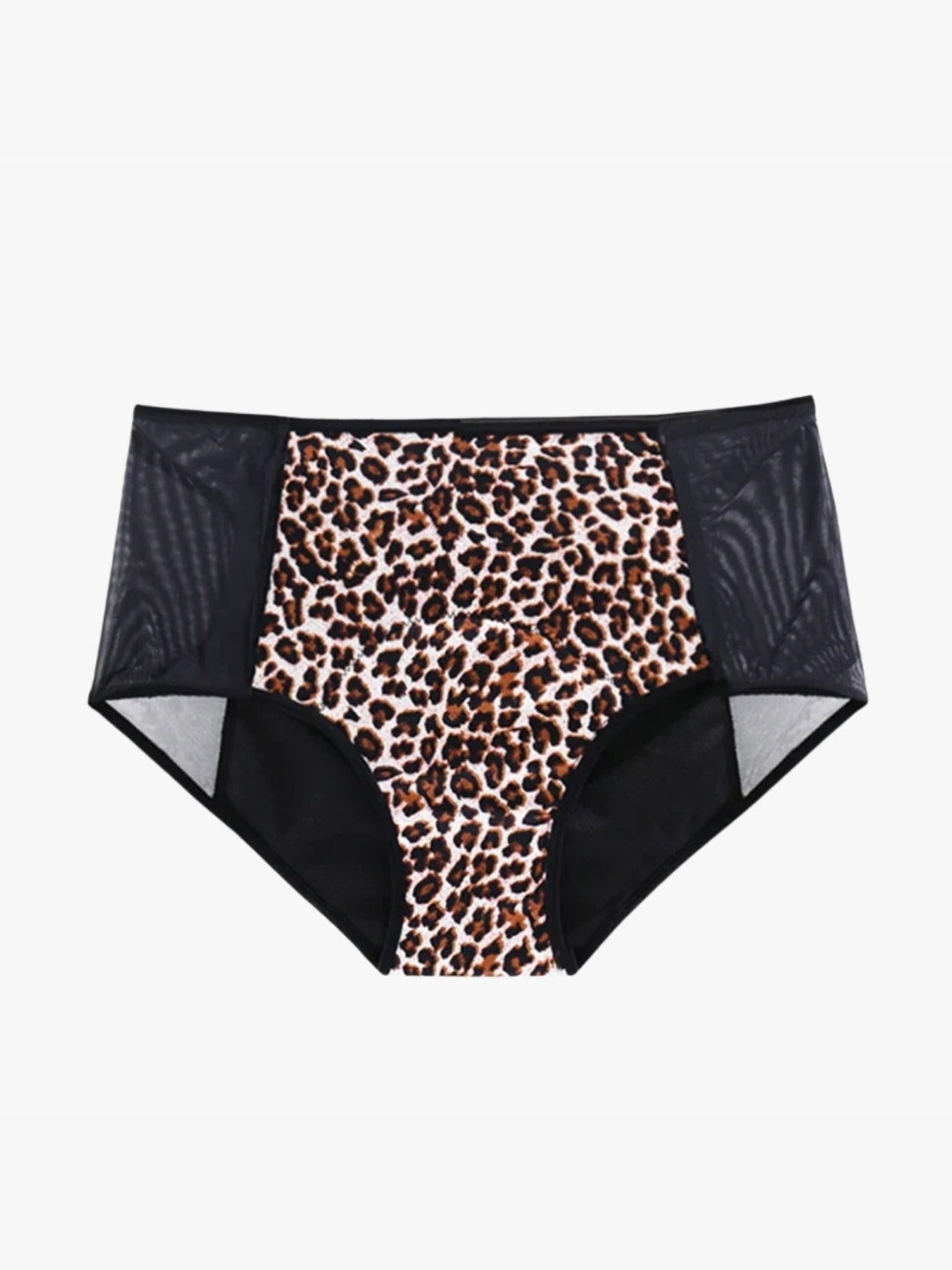 Period pants high waisted brief leopard print reusable washable absorbent