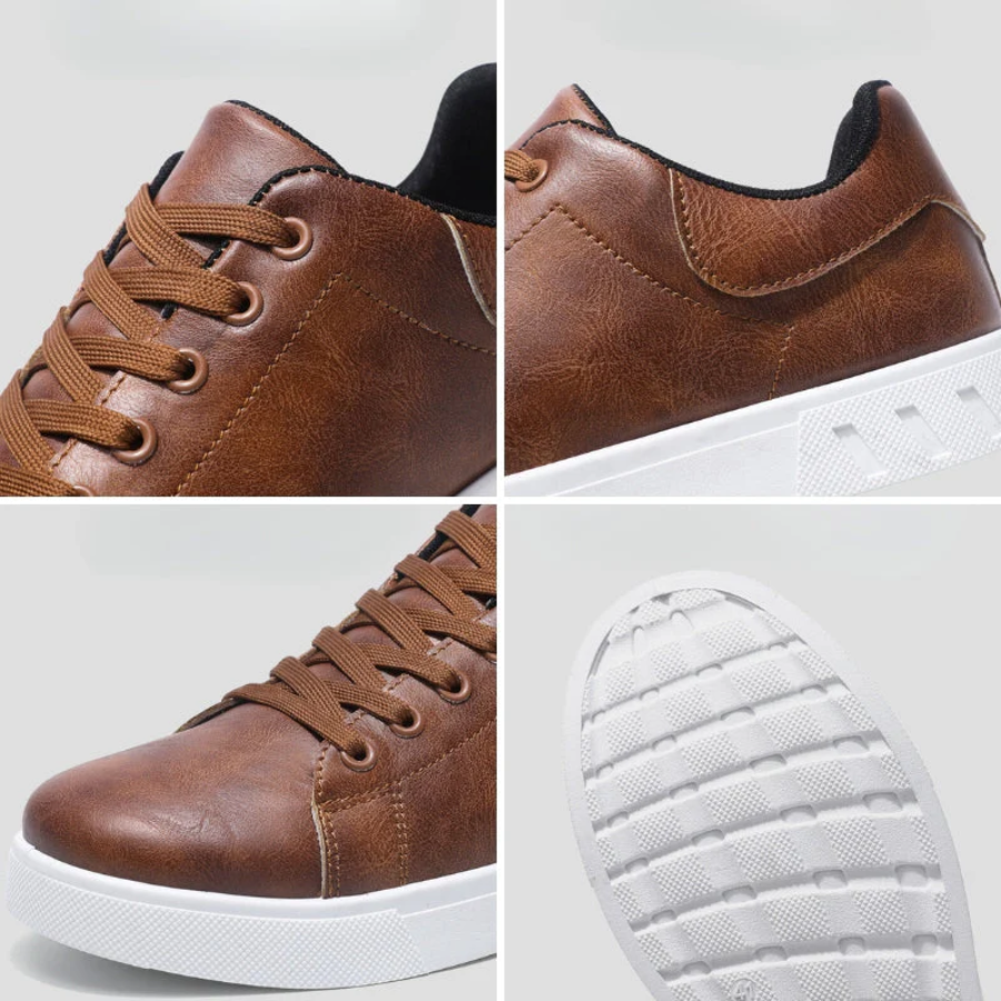 Men's leather trainers with white sole - SAINT DOR - view 7