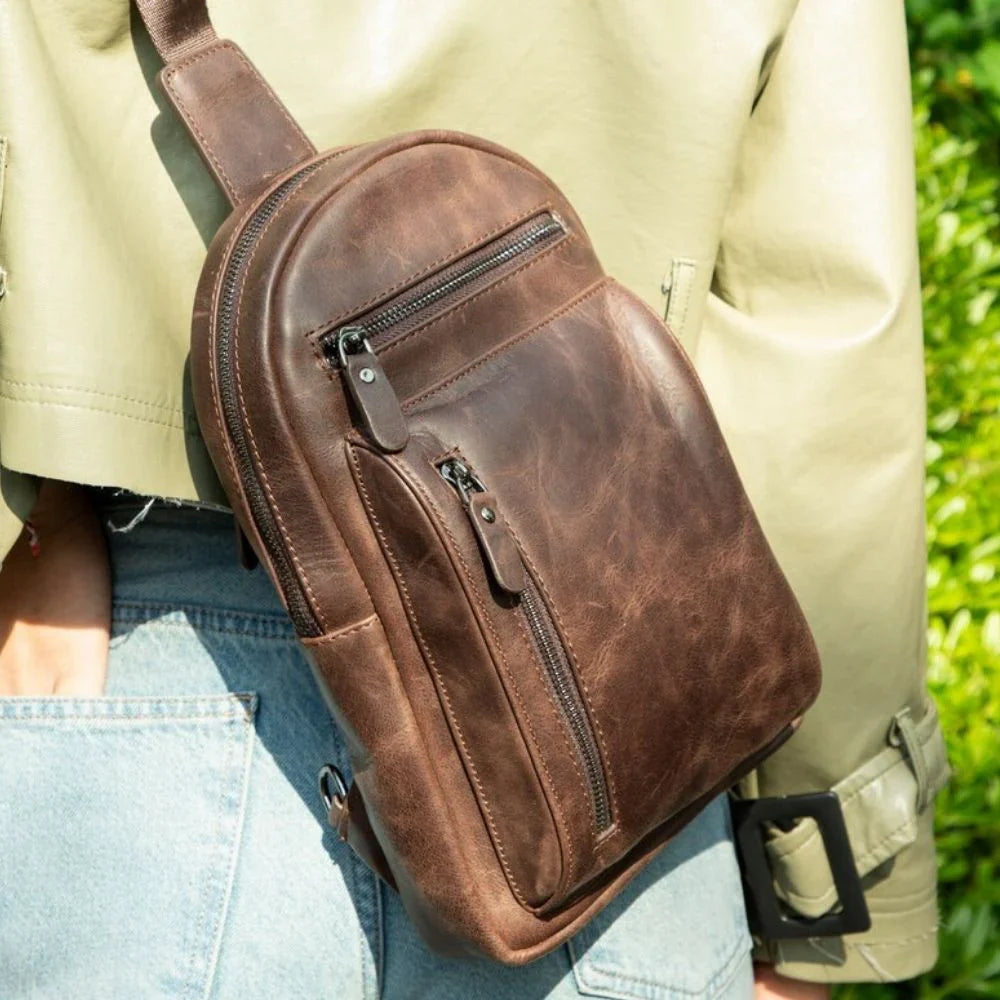 Leather Crossbody Bag - with Zip