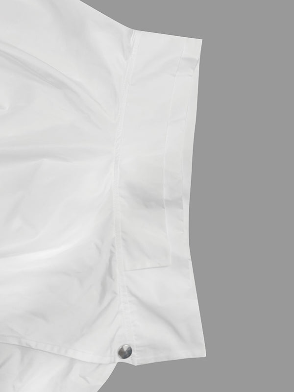 Draped jacket with an asymmetric fold-over front and stand collar