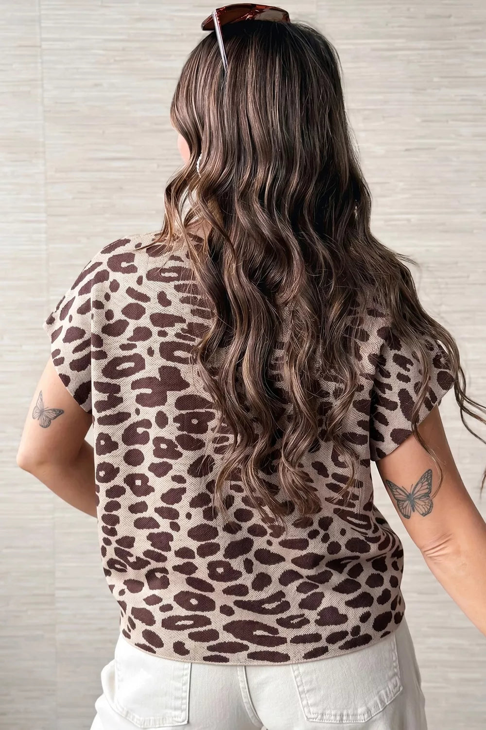 Women's leopard print cotton top - detail
