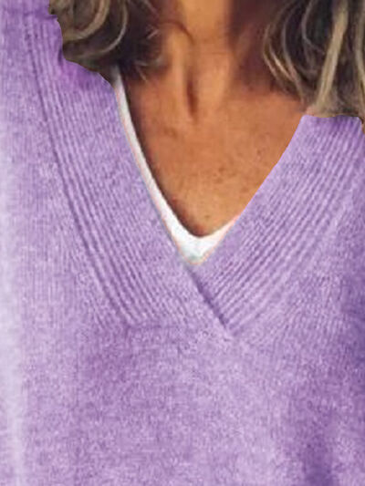 Women's V-neck dropped shoulder jumper - detail