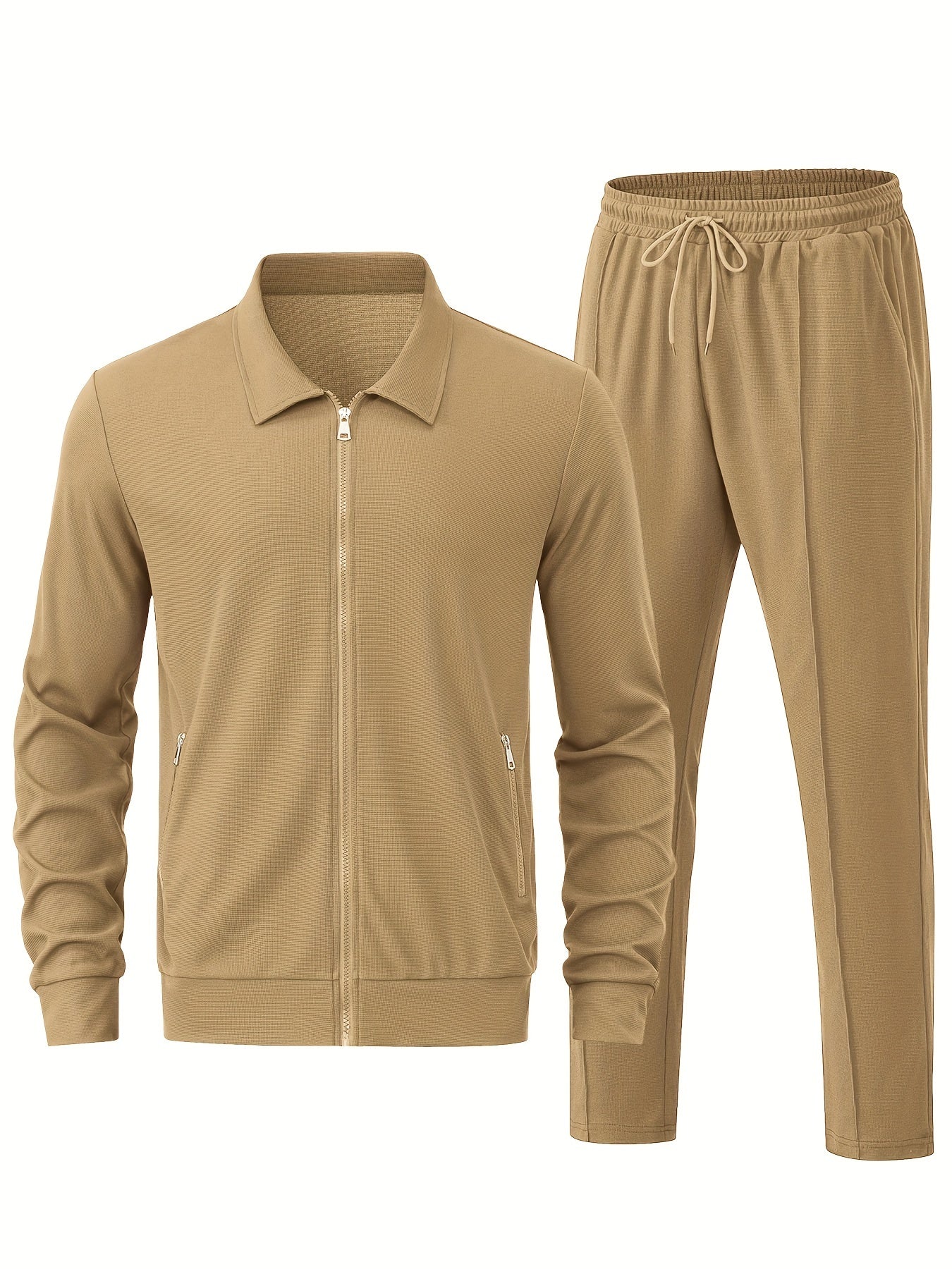 Men's Formal Stretch Tracksuit - Smart Two-Piece Co-Ord Set in White — detail view