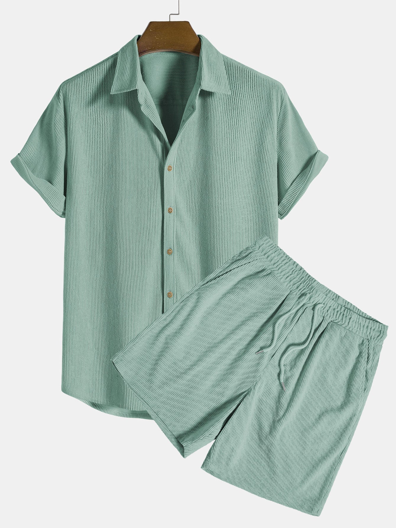 Men's Casual Two-Piece Co-Ord Set - Everyday Loungewear in Black — detail view