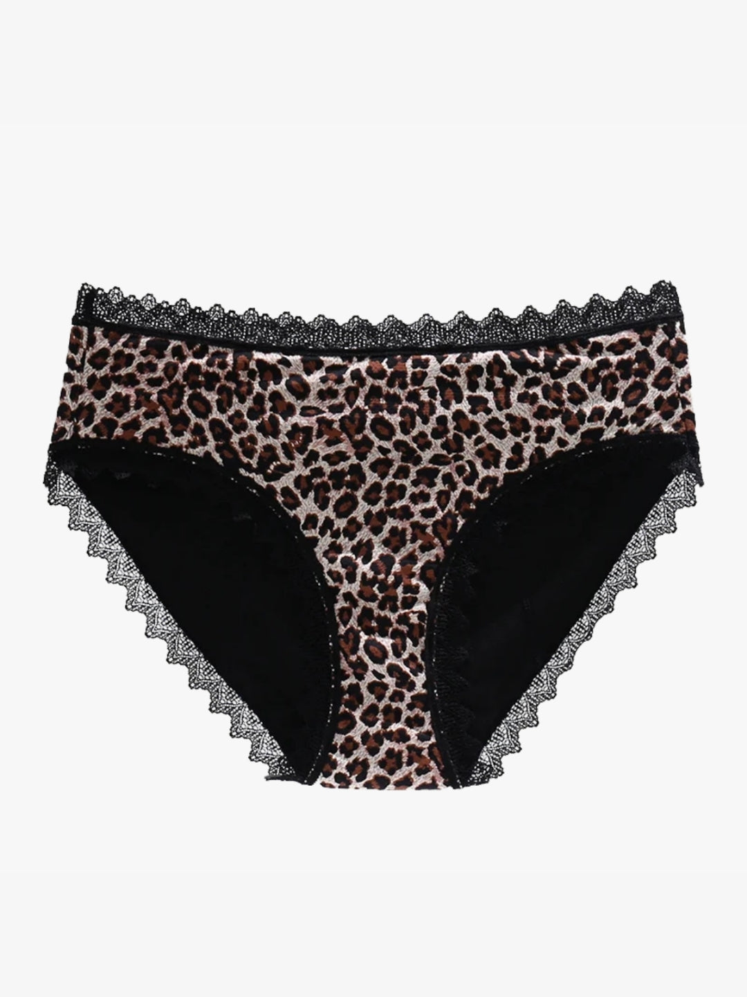 Period pants lace cheetah print mid rise briefs