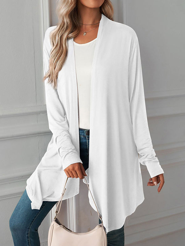 Light waterfall jacket with a draped collar and an open front