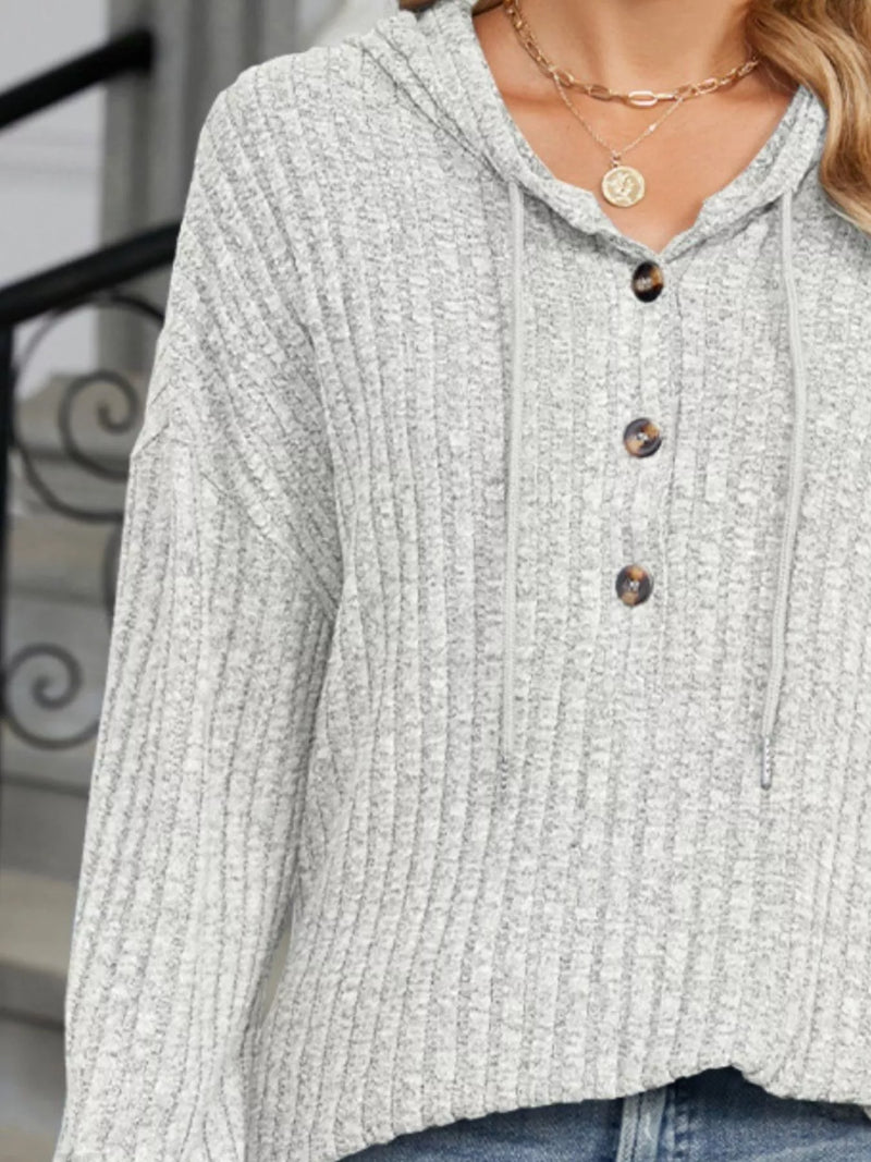 Women's ribbed knit hoodie - detail