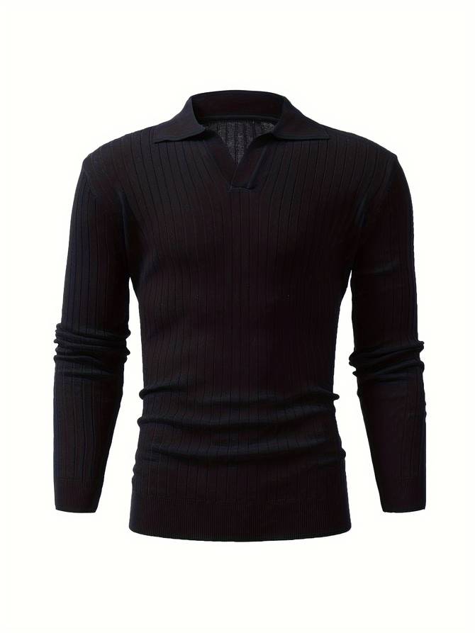 Men's ribbed polo jumper