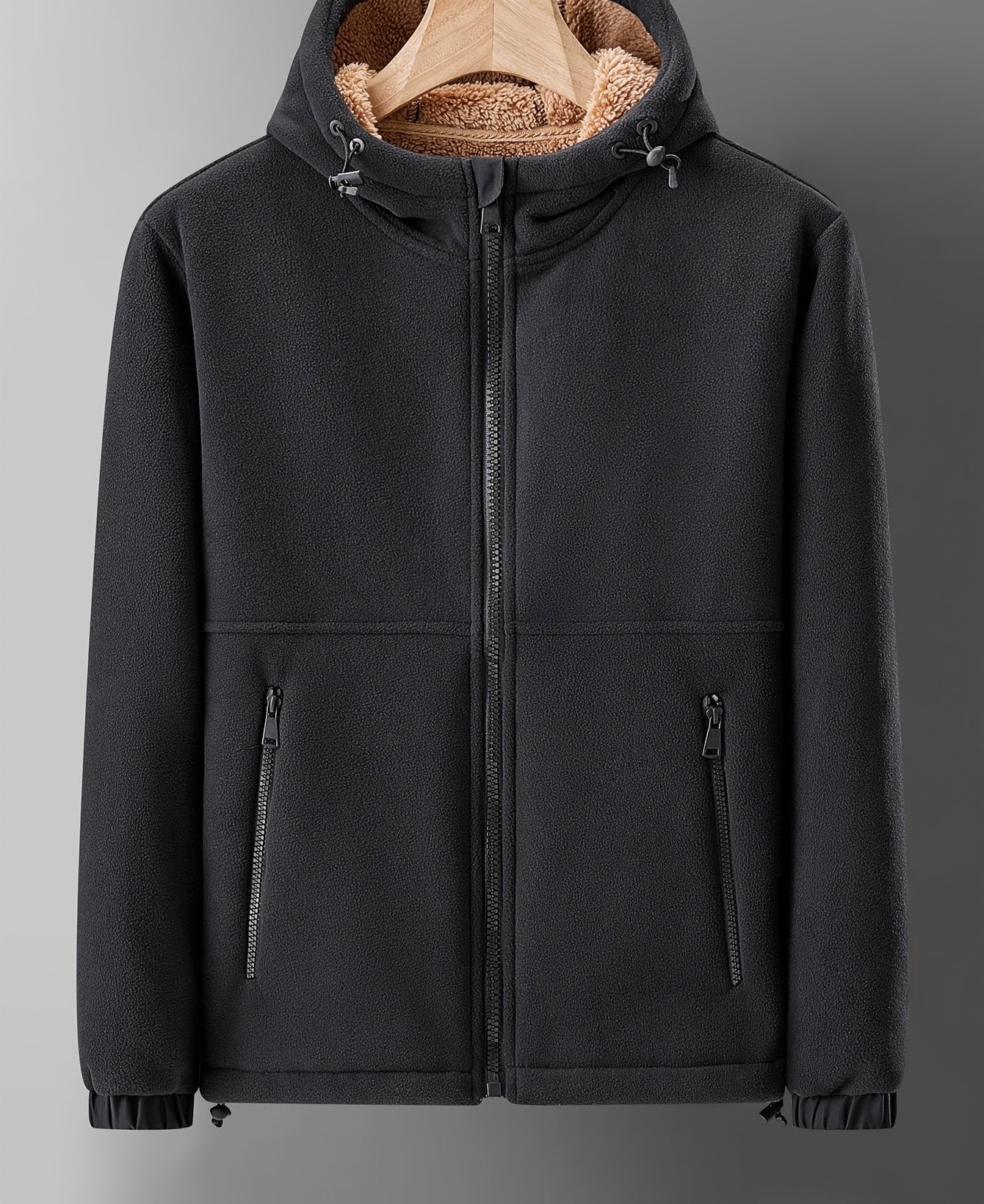 Men's Wool Winter Jackett with Fleece Lining - Warm and Stylish for Wi - detail view