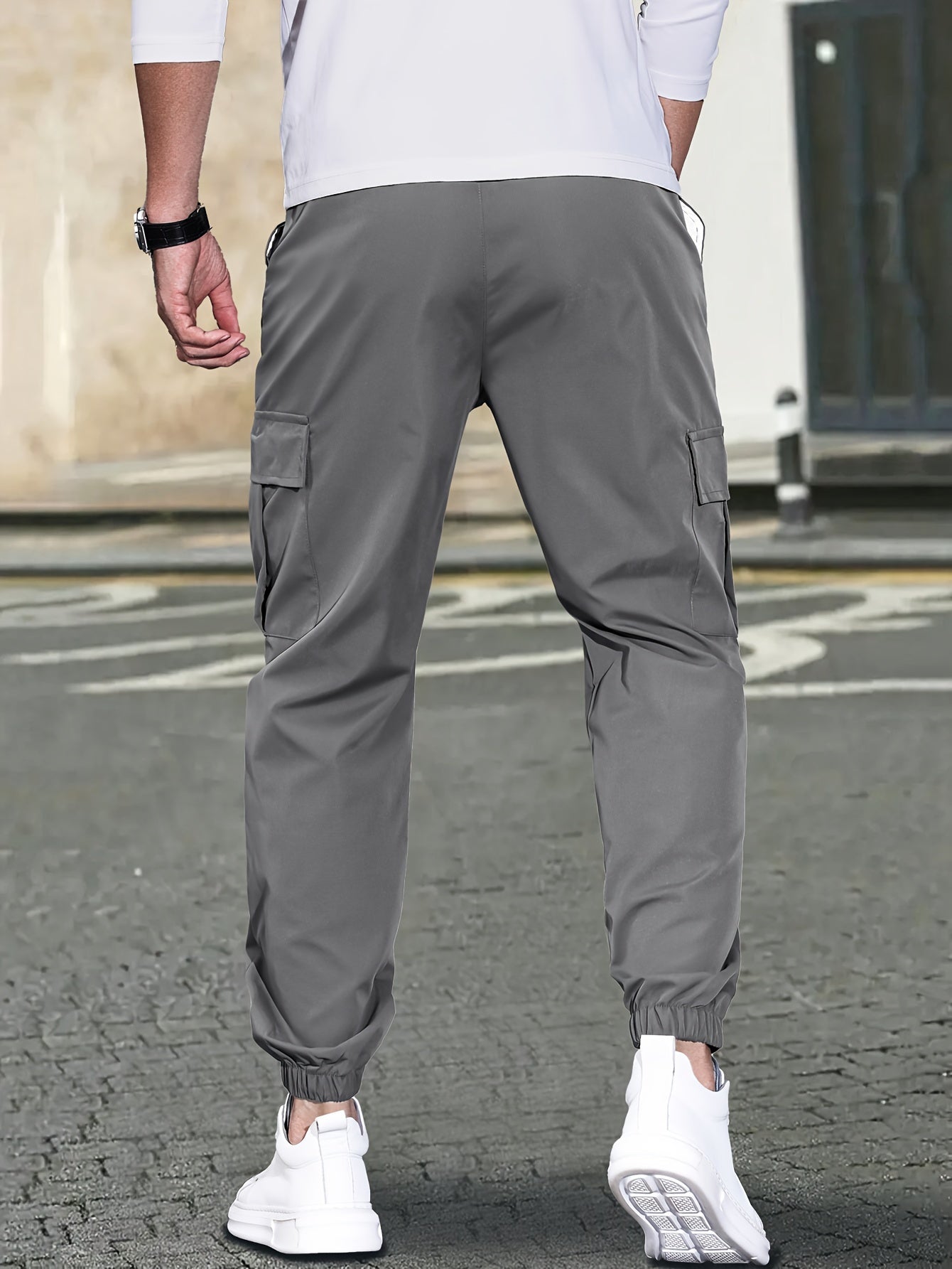 Men's Slim Fit Cargo Trousers - Extended Sizes - product view | SAINT DOR