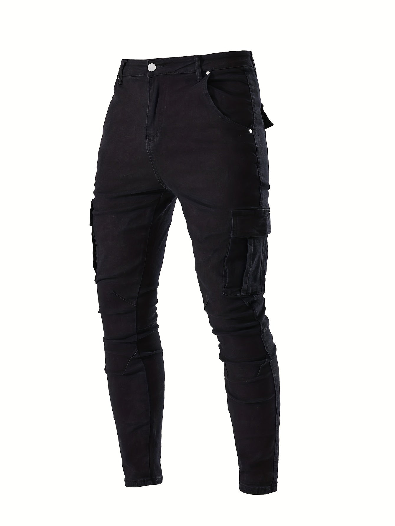 Men's Stretch Cargo Denim Jeans - product view | SAINT DOR