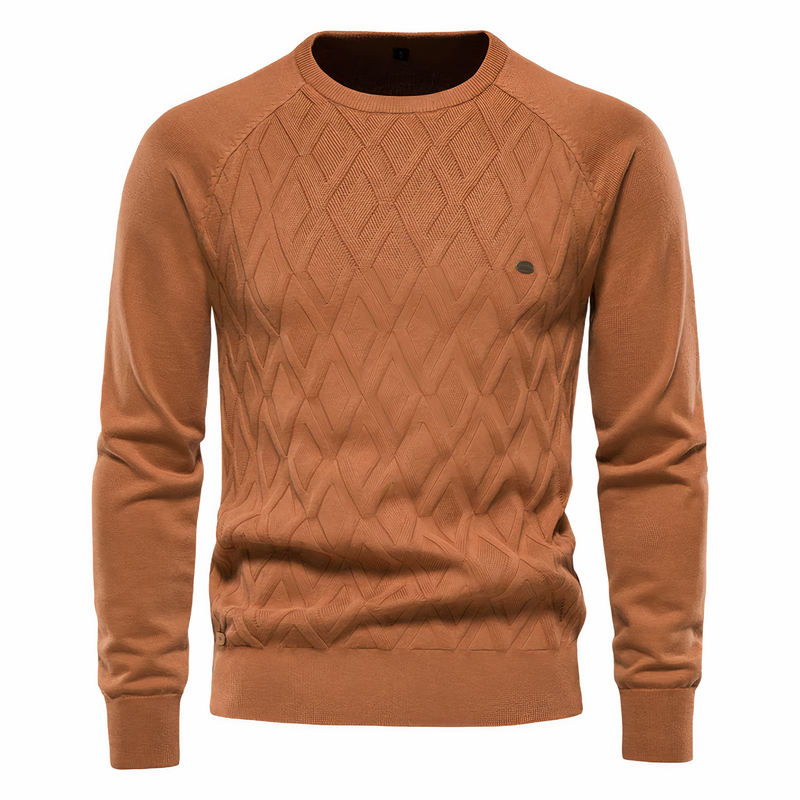 Men's diamond texture jumper in Rust