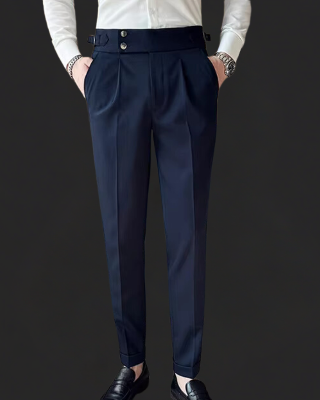 Men's Adjustable Drawstring Trousers - front view | SAINT DOR