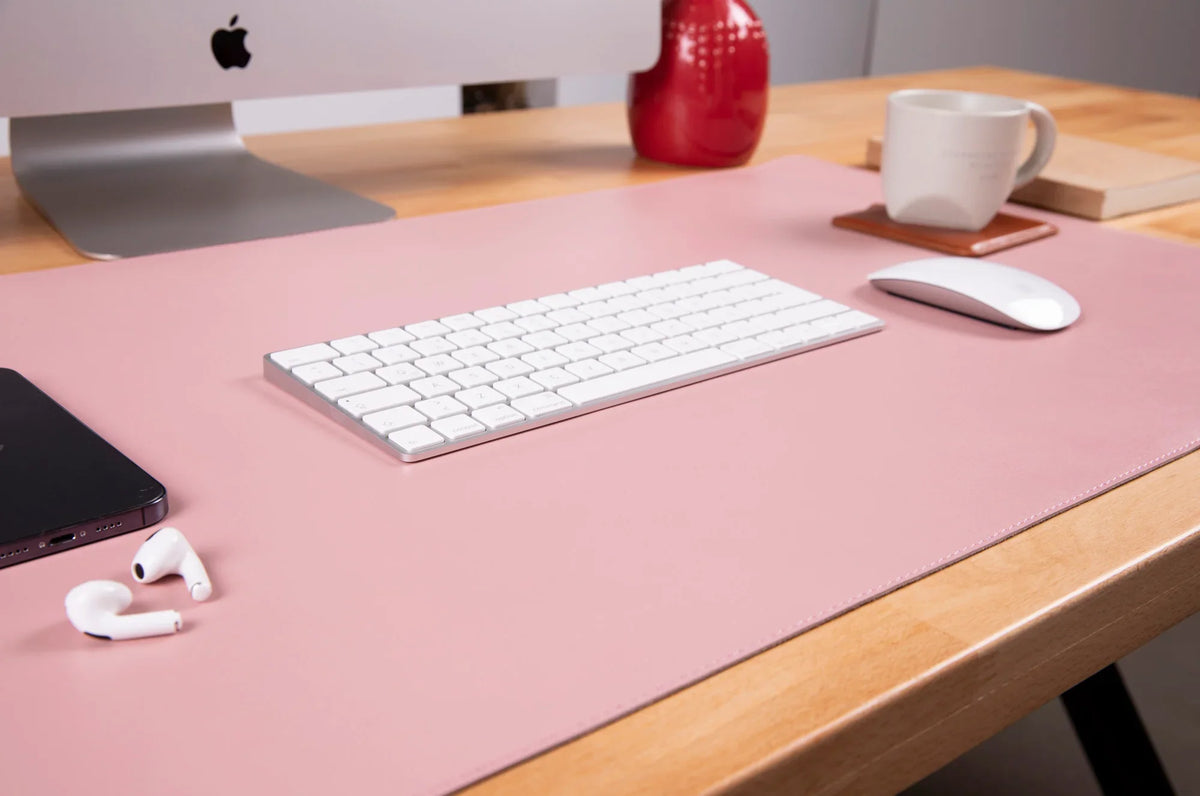Leather Desk Mat in Pink