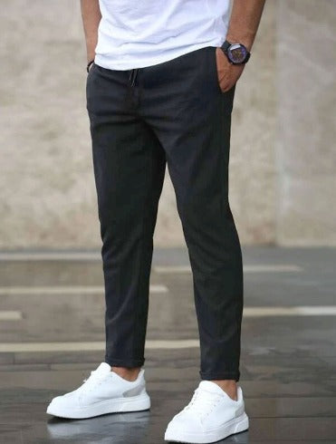 Men's Stretch Chino Trousers - Slim Olive Navy