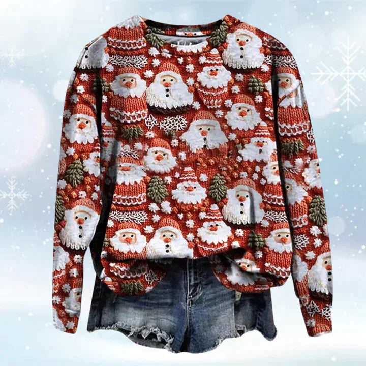 Men's Christmas jumper with all-over print in Red Santas