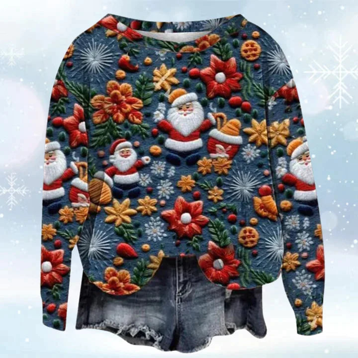 Men's Christmas jumper with all-over print in Navy Floral