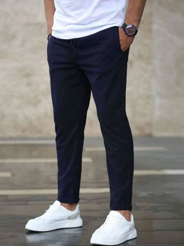Men's Stretch Chino Trousers - Slim Olive Navy