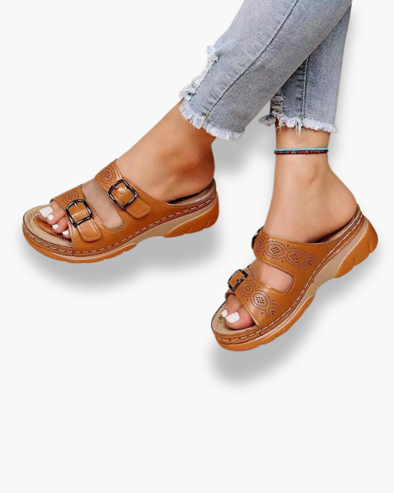 Women's adjustable strap summer sandals – Saint Dor UK – front view