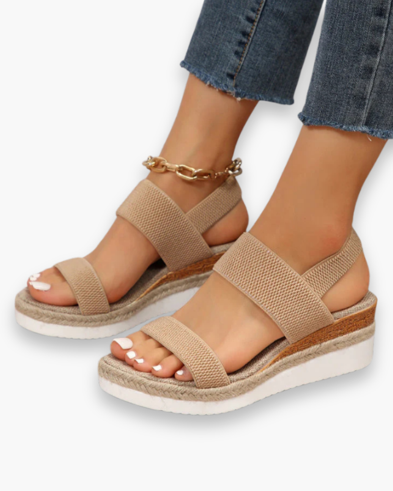Women's wedge sandals with elastic adjustable straps – Saint Dor UK – side view