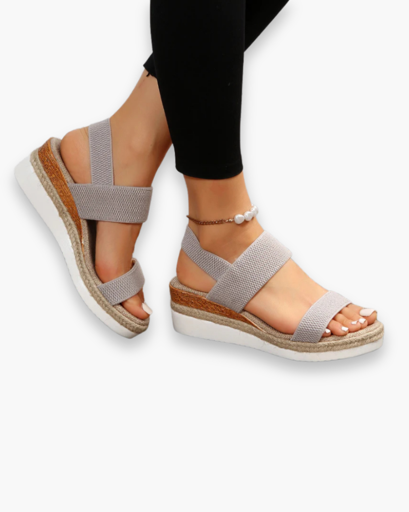 Women's wedge sandals with elastic adjustable straps – Saint Dor UK – detail view