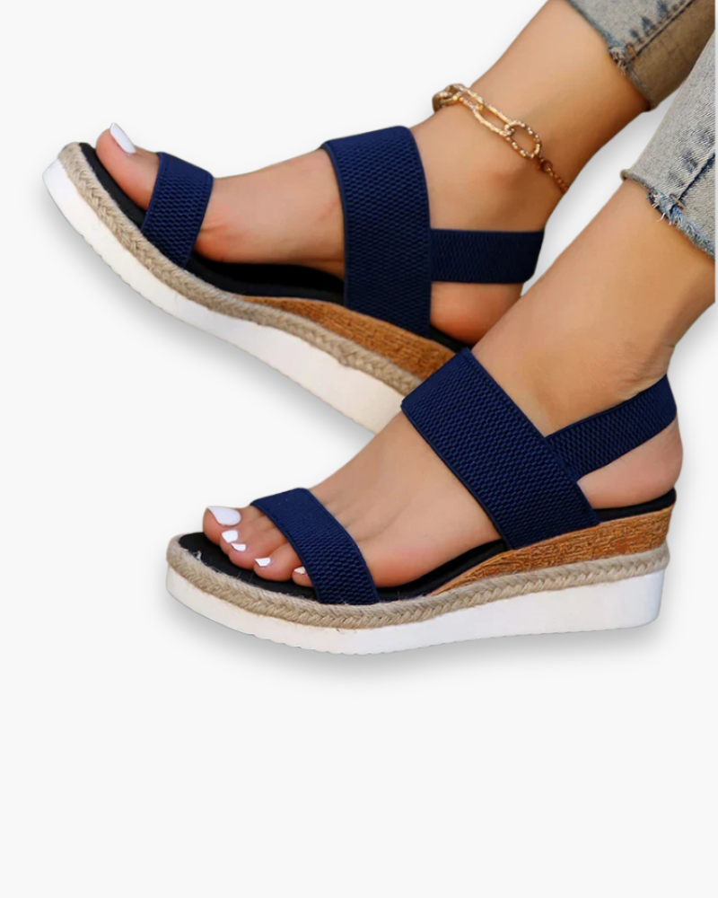 Women's wedge sandals with elastic adjustable straps – Saint Dor UK – sole view