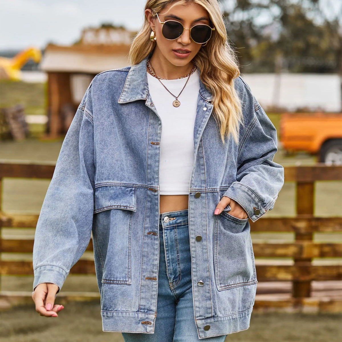 Women's Denim Jacket in Light Blue