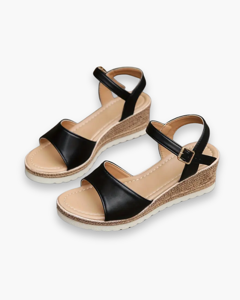 Women's wedge heel sandals with ankle strap – Saint Dor UK – front view