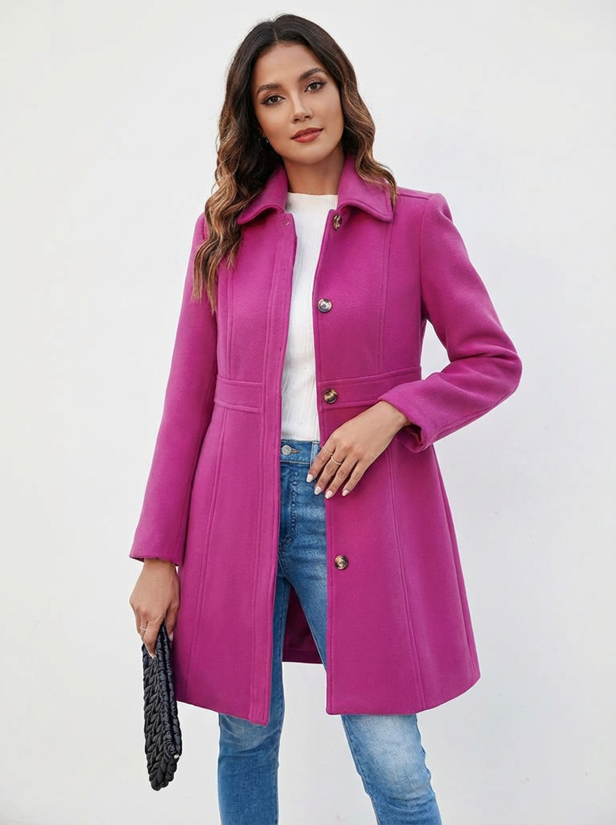 Women's A-Line Coat - a-line cut with waist panel seams