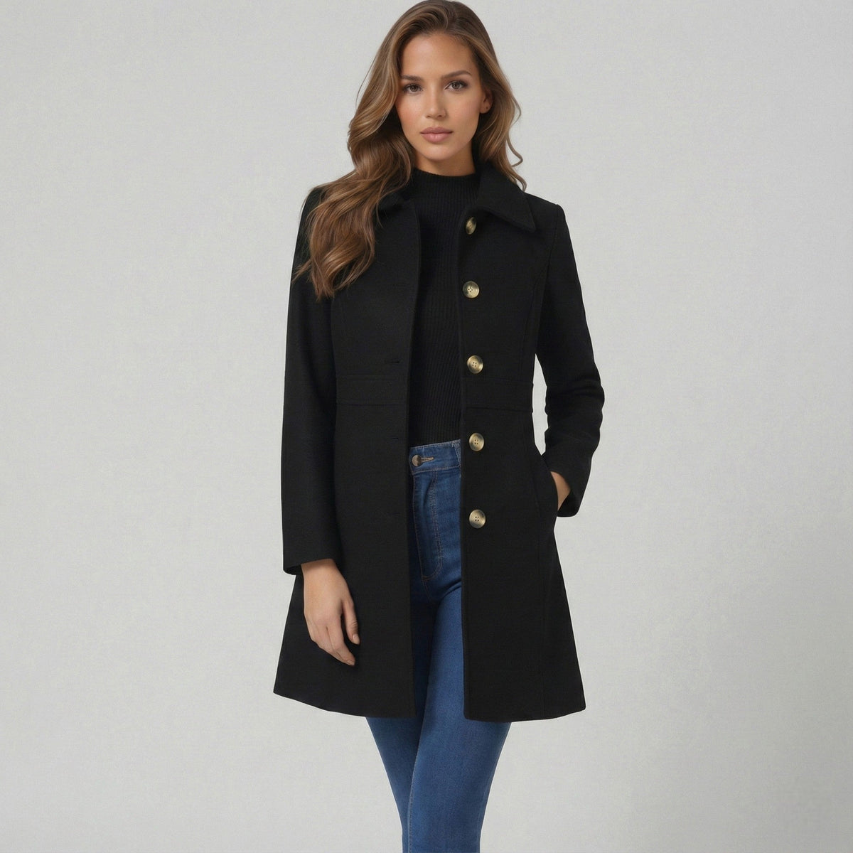 Women's A-Line Coat in Black