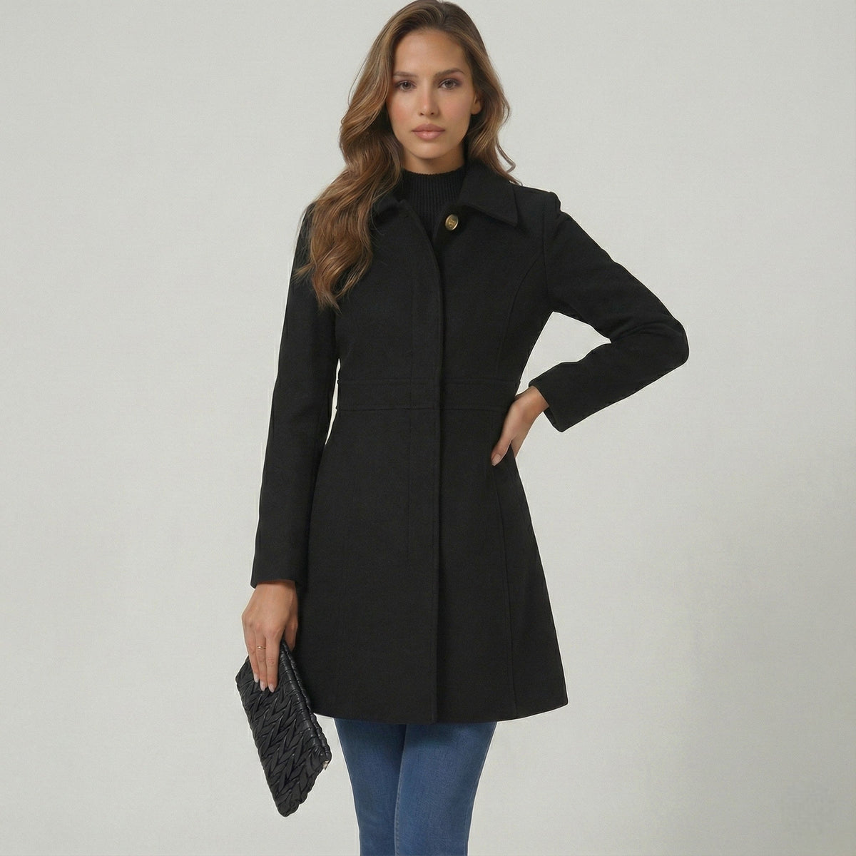 Women's A-Line Coat - a-line cut with waist panel seams