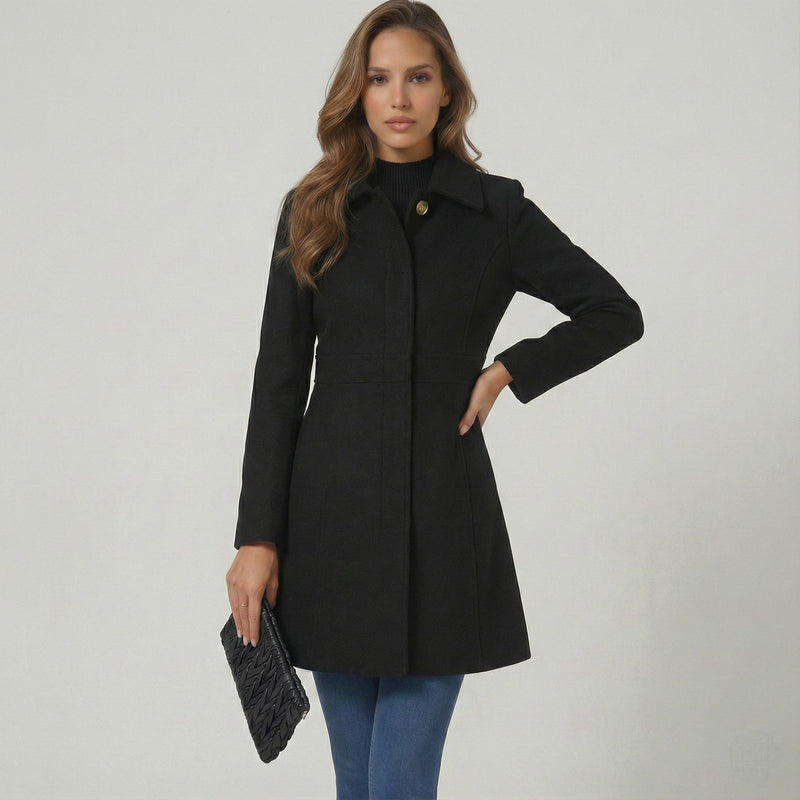 Women's A-Line Coat - a-line cut with waist panel seams