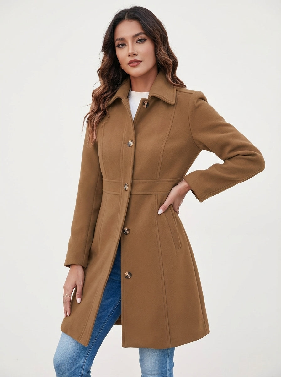 Women's A-Line Coat - a-line cut with waist panel seams