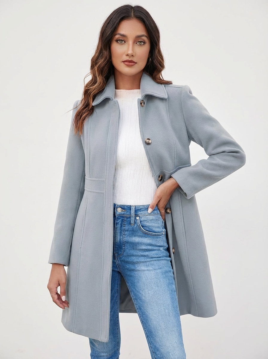 Women's A-Line Coat - a-line cut with waist panel seams