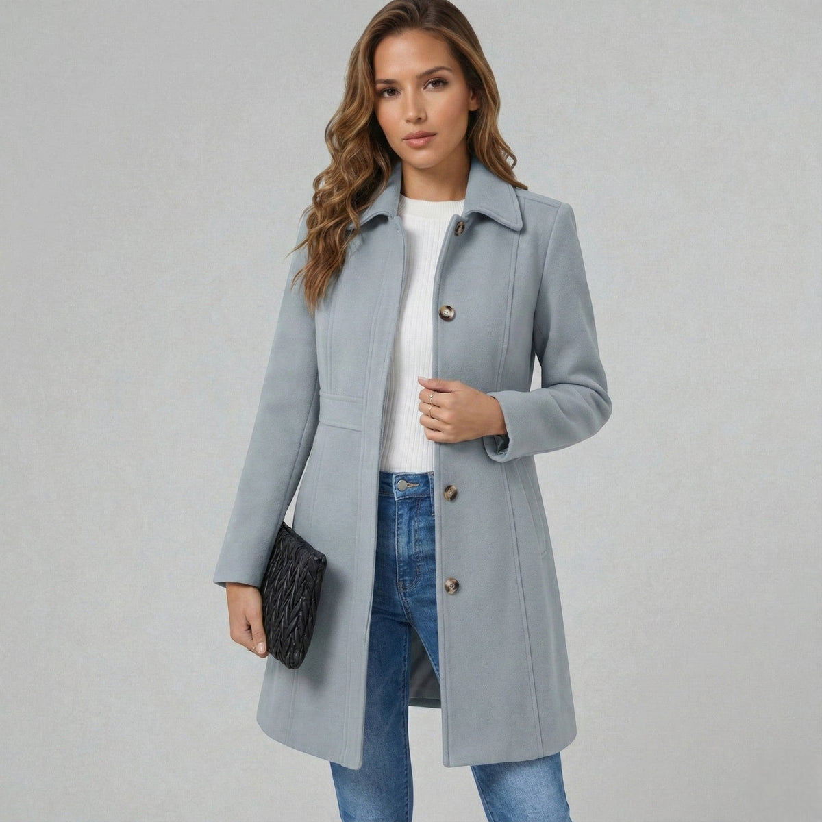 Women's A-Line Coat in Powder Blue