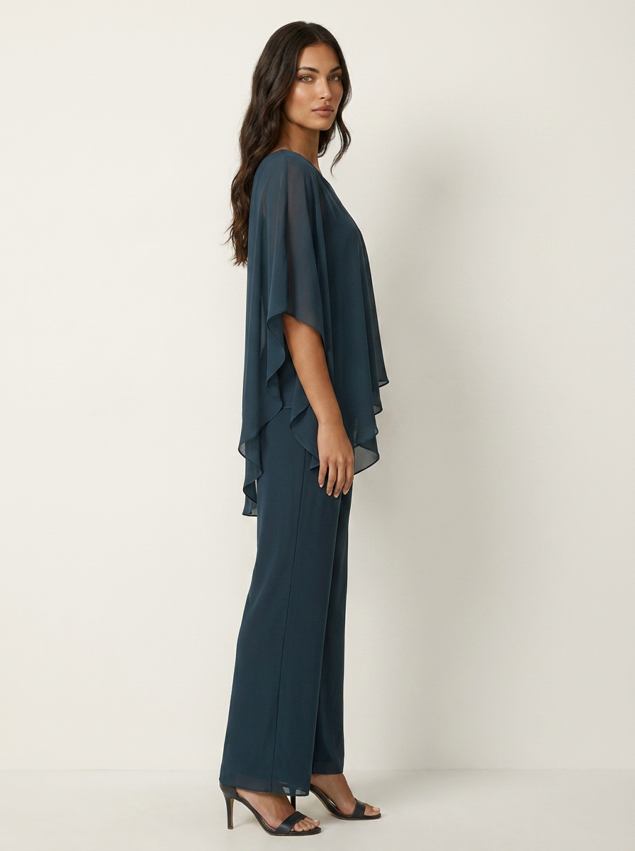 Women's Two-Piece Set - two-layer chiffon overlay top