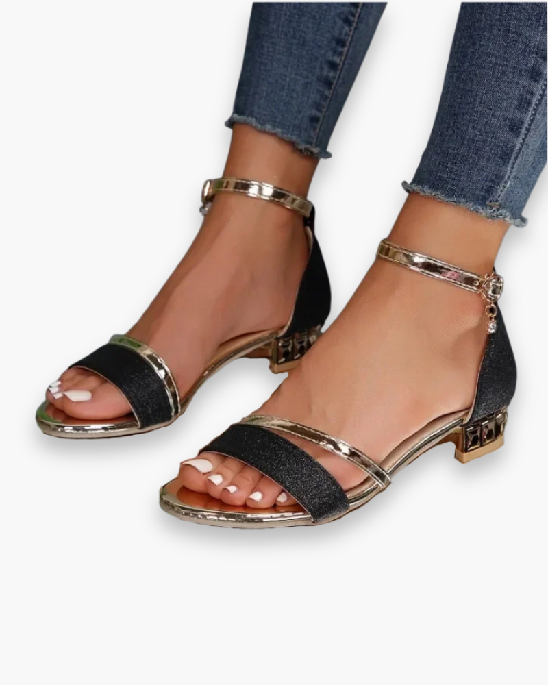 Women's strappy evening sandals with ankle strap – Saint Dor UK – front view