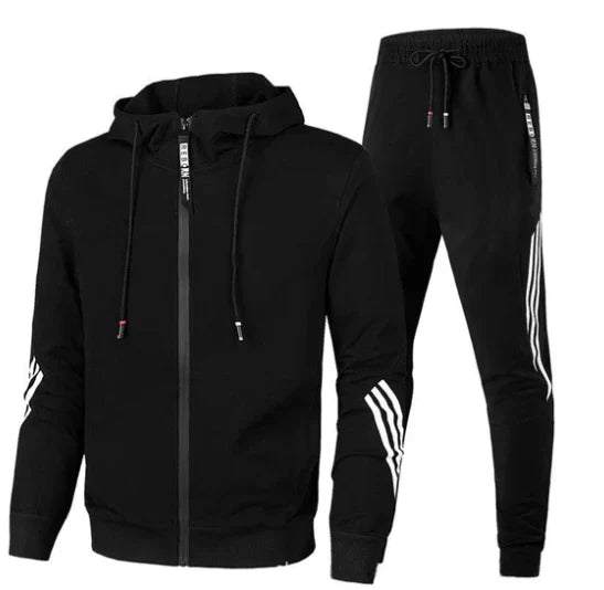 Men's Jogging Suit - Soft Two-Piece Co-Ord Set in Black — back view