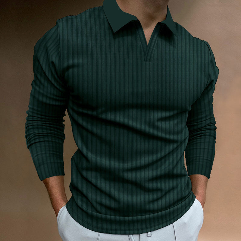 Men's ribbed polo jumper in Olive