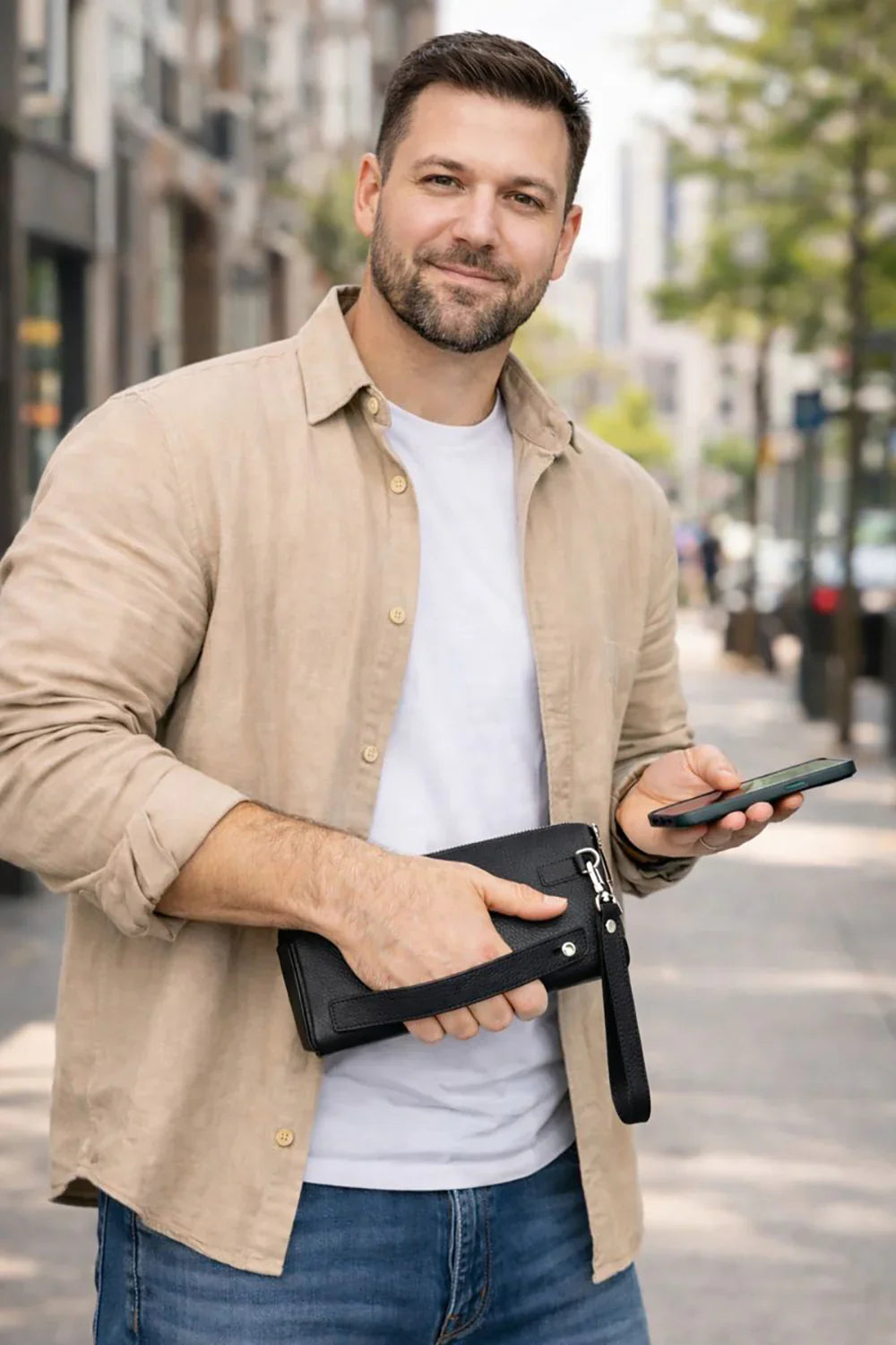 Men's Leather Clutch – Full-grain leather – view 2