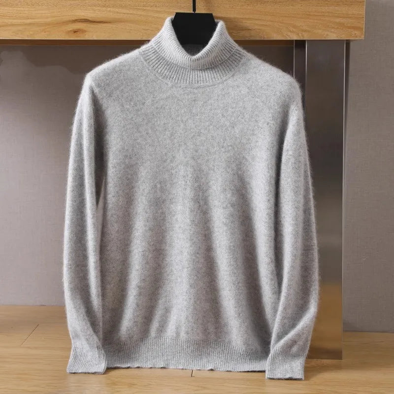 Men's roll neck jumper in Light Grey