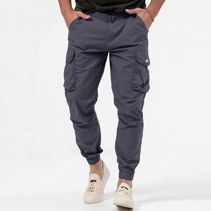 Men's Woven Cargo Trousers - front view | SAINT DOR