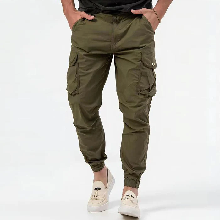 Men's Woven Cargo Trousers - detail view | SAINT DOR
