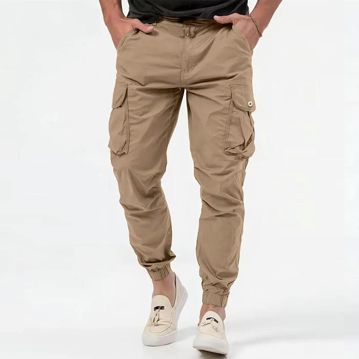 Men's Woven Cargo Trousers - back view | SAINT DOR