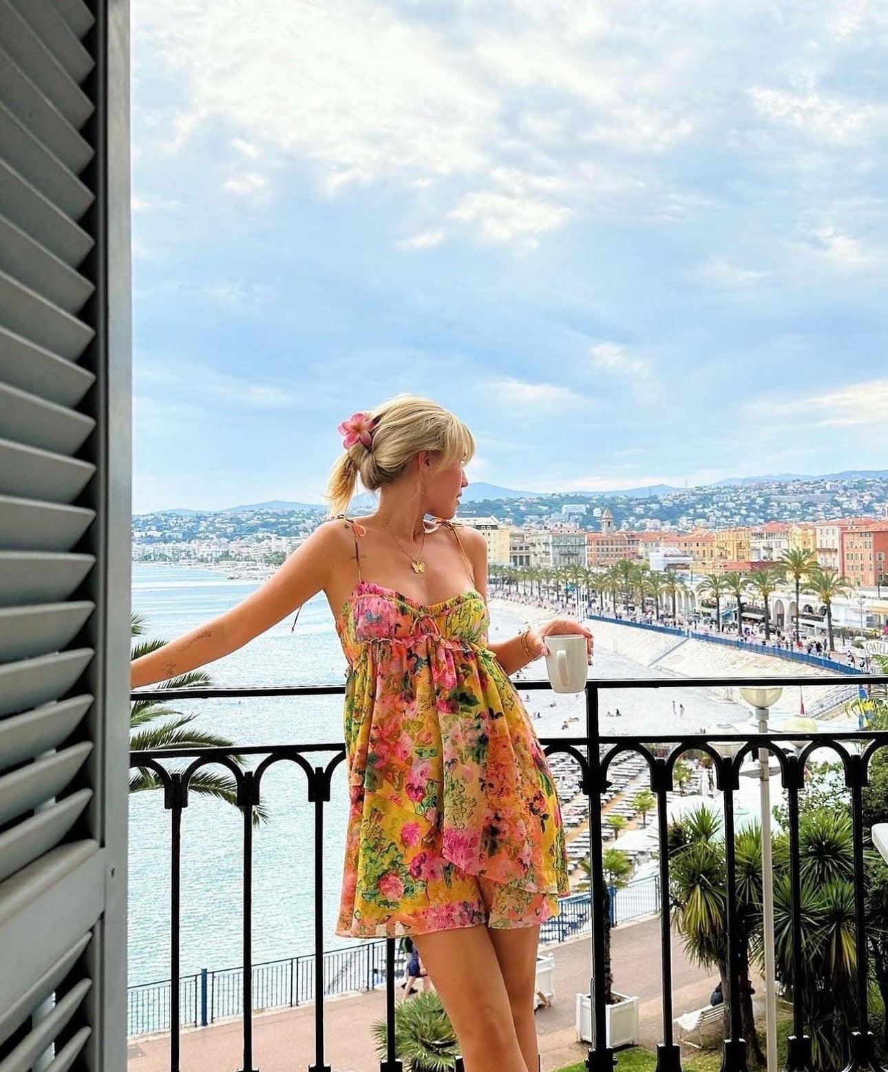 Women's Chiffon Floral Mini Dress – Lightweight Summer – back view
