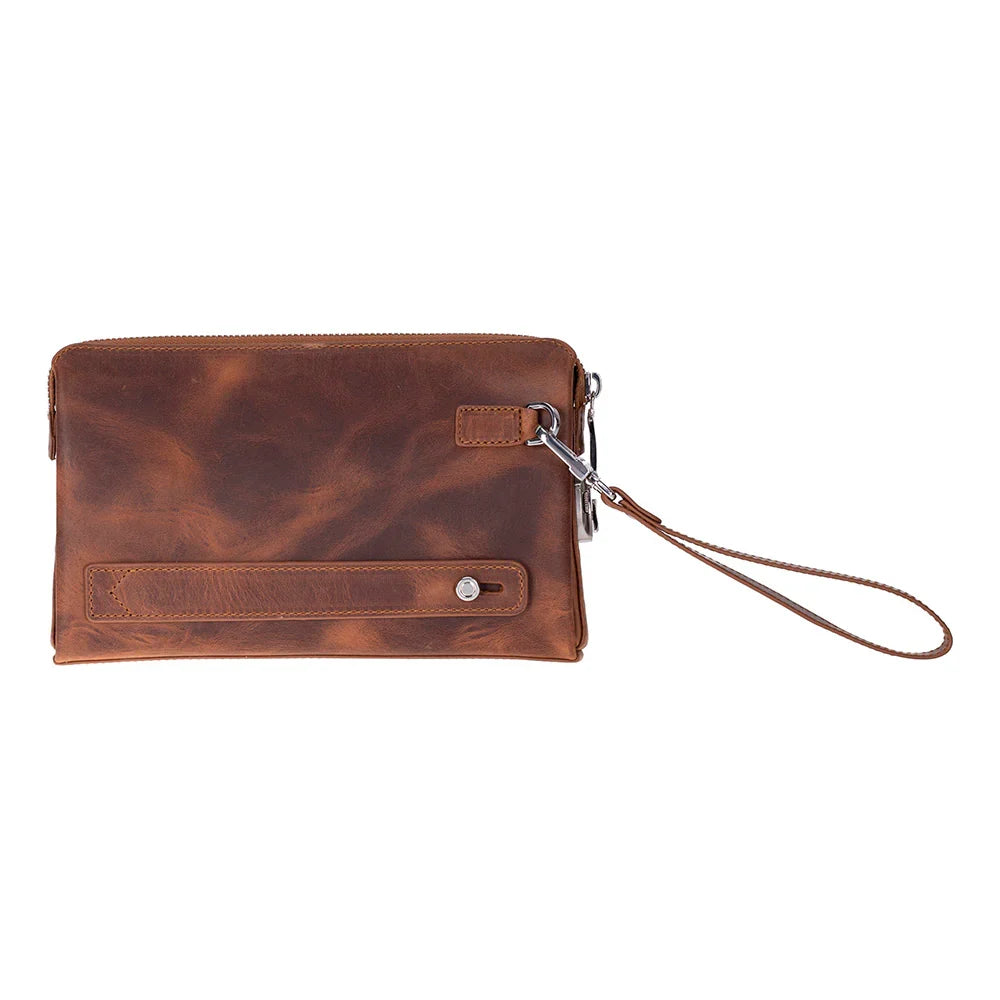 Men's Leather Clutch in Tan Brown
