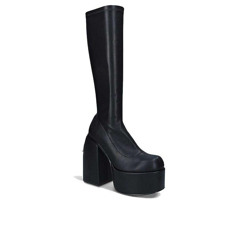 Women's vegan leather ankle boots 12cm heel side view