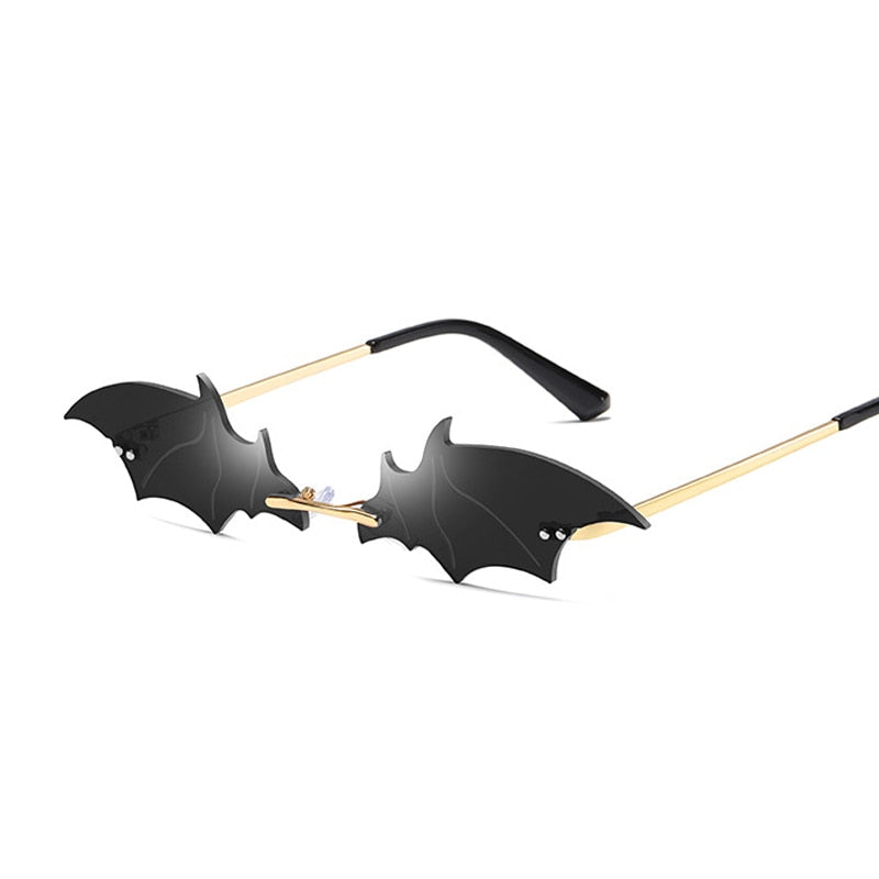 Women's Rimless Sunglasses – Gothic Bat Style UV – side view